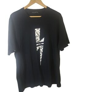 Neil Barrett Black Lightning Bolt Graphic T-Shirt Mens Designer Tee